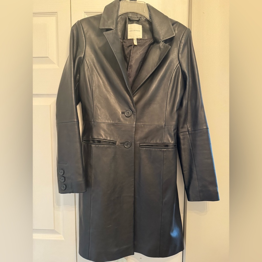 Avec Les Filles Black Leather Jacket Size S